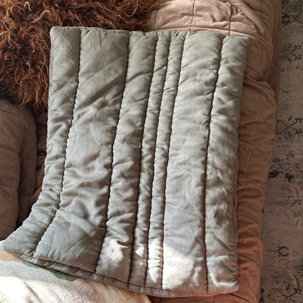 West Elm Organic Channel Quilt Standard Sham 20x26 Sage Green